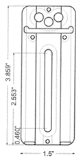 Line drawings of Wimberley P-20 Lens Plate with with inch dimensions