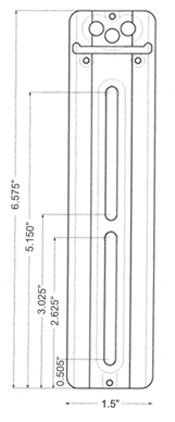 Line drawings of Wimberley P-50 Lens Plate with with inch dimensions