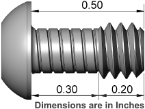 SW-100 Screw Dimensional Drawing